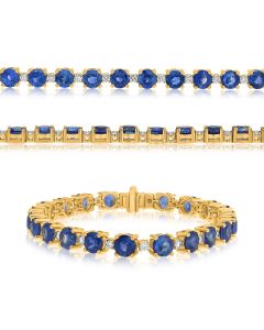Yellow Gold Round Sapphire and Diamond Bracelet