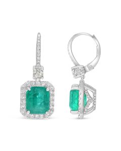 Emerald Cut Drop Emerald Earrings