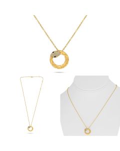 Yellow Gold Sapphire Circle Snake Necklace 
