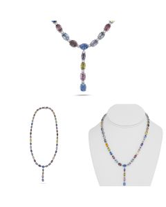 Drop Multi Colored Sapphire Necklace 