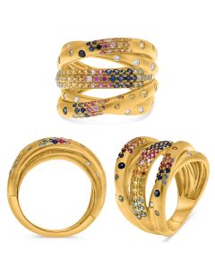 Yellow Gold Wrap Multi Sapphire Ring 
