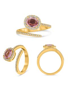 Pink Sapphire Yellow Gold Bypass Ring