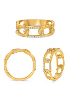Yellow Gold Diamond Chain Link Ring 
