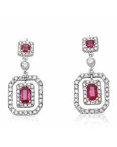 Emerald Cut Ruby Earring