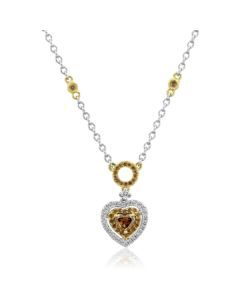 Heart Shape Champagne Diamond Necklace