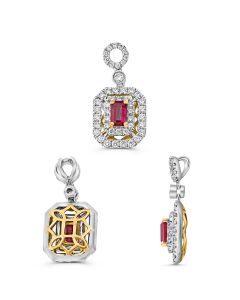Emerald Cut Ruby Pendant
