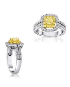 Cushion Fancy Yellow Diamond Ring