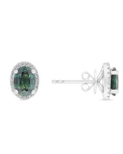 Oval Green Sapphire Earrings