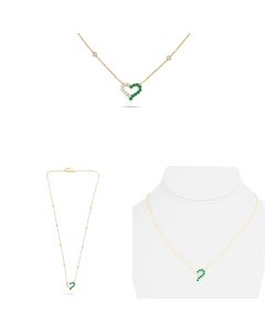 Half and Half Diamond and Emerald Heart Necklace