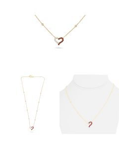 Half and Half Ruby and Diamond Yellow Gold Necklace 