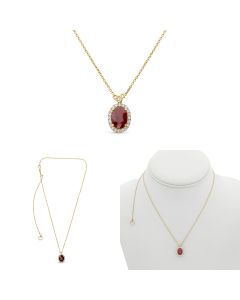 White Gold Oval Purple Sapphire Halo Necklace