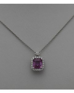 Emerald Cut Pink Sapphire Necklace