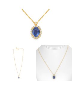 Yellow Gold Oval Sapphire Necklace