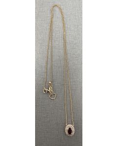 Oval Ruby Double Halo Necklace