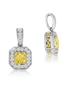 Cushion Fancy Yellow Diamond Pendant