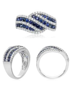 Sapphire & Diamond Wave Ring