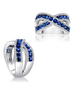 Sapphire & Diamond Criss Cross Ring