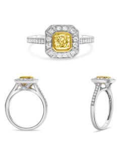 Radiant Fancy Yellow Diamond Ring