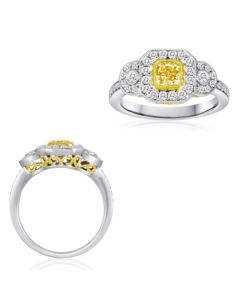 Radiant Fancy Yellow Diamond Ring