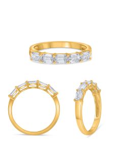 Yellow Gold and Five Stone Emerald Cut Diamond Ring 