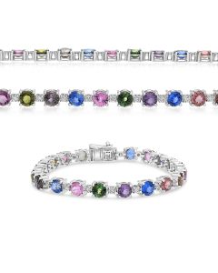 Round Multi Sapphire Bracelet 