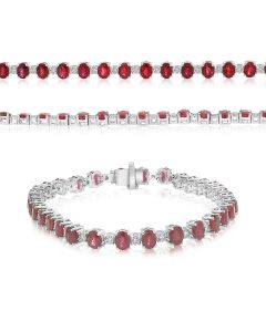 Oval Ruby White Gold Bracelet