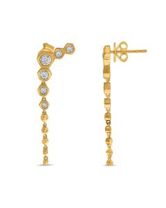 Yellow Gold Bezel Diamond Earrings 