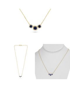 Triple Yellow Gold Sapphire Necklace 