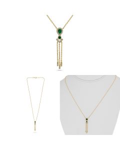  Yellow Gold Drop Emerald Necklace
