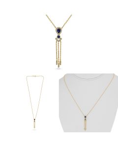Yellow Gold Sapphire Drop Necklace 