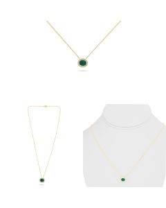 Yellow Gold Oval Emerald Necklace