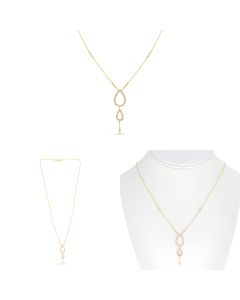 Yellow Gold Double Pear Drop Necklace 