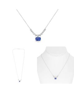 Diamond Line and Sapphire Necklace 
