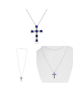 Sapphire and Diamond Cross Necklace 