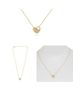 Yellow Gold Cluster Heart Necklace 