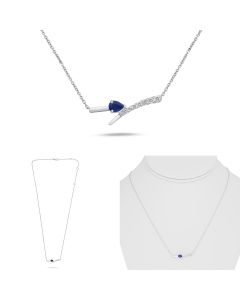 Pear Shaped Sapphire and Diamond Bar Necklace 