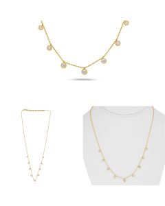 Yellow Gold 9 Round Diamond Necklace 