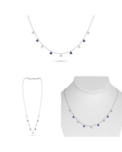 Triple Stone Sapphire and Diamond Alternating Necklace 