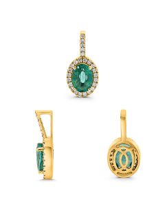 Oval Emerald and Diamond Pendant