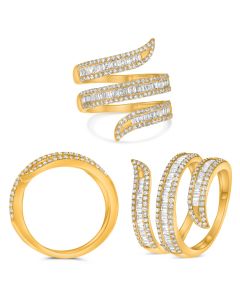 Triple Row Baguette Diamond Ring 