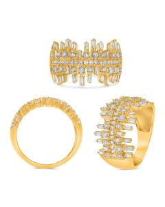 Clustered Diamond Yellow Gold Ring 
