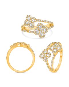 Yellow Gold Diamond Clover Ring 