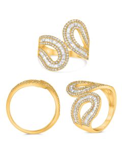 Me and You Yellow Gold Diamond Baguette Ring 