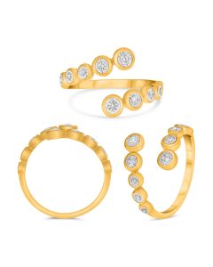 Yellow Gold Bezel Bypass Ring 