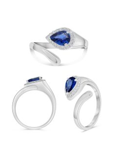 Pear Shape Sapphire Diamond Wrap Around Ring 