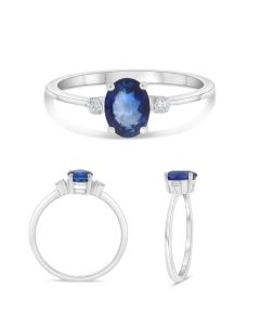 Sapphire and Double Diamond Ring 