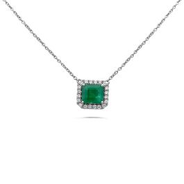 Square-cut Emerald and Diamond Pendant 